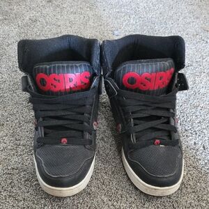 Osiris Black and Red High-Top Sneakers
